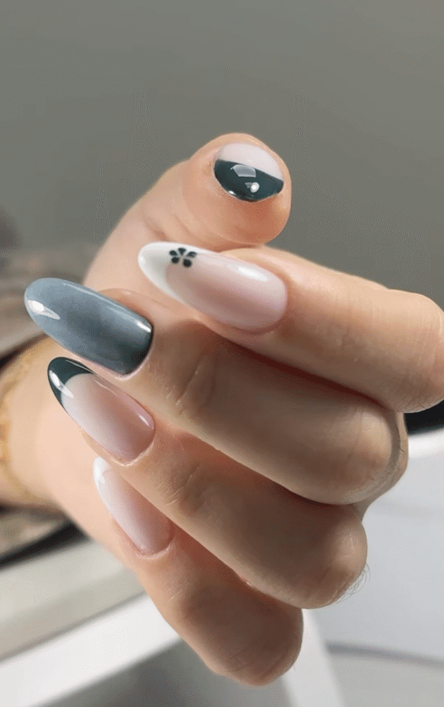 Elegant almond-shaped nails with glossy finish representing russian manicures near me in Tampa Florida