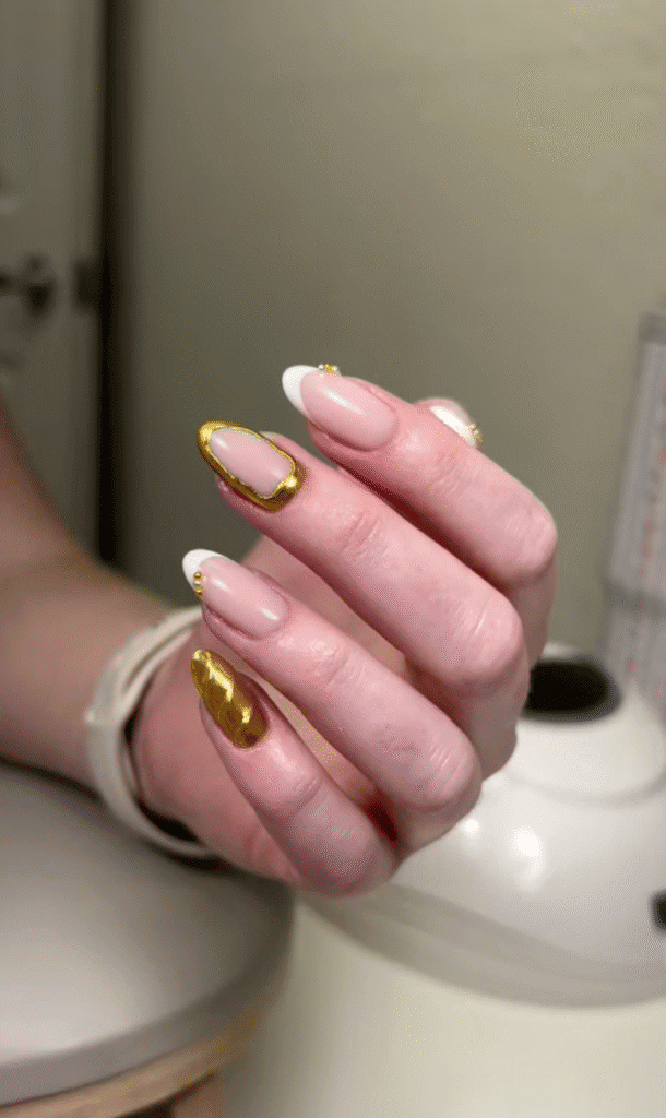 Taupe builder gel manicure at Nail Boss Studio in Tampa, Florida