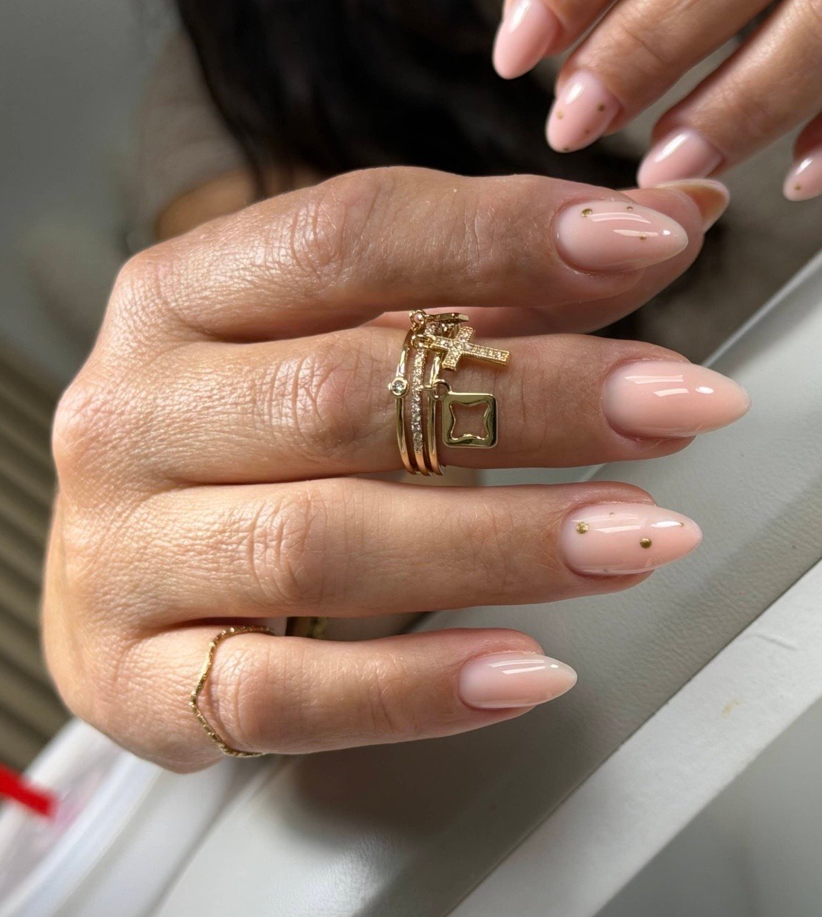 Taupe builder gel manicure near me at Nail Boss Studio in Tampa, Florida