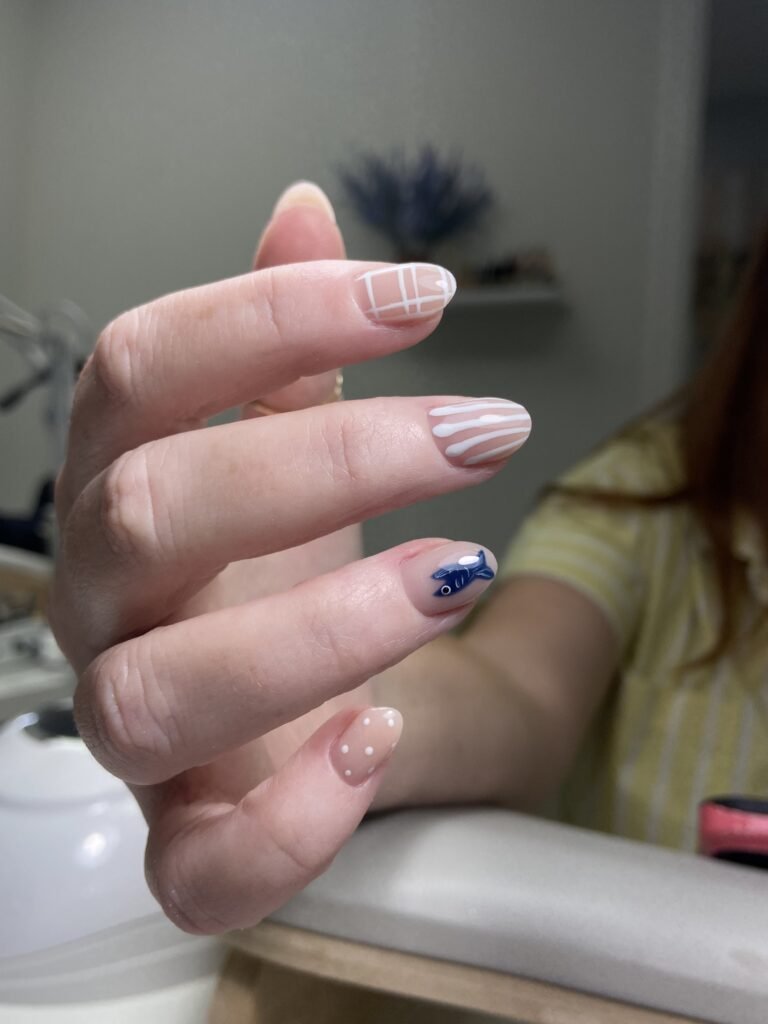 builder gel manicure with elegant minimalist nail art in Tampa, Florida at Nail Boss Studio Tampa