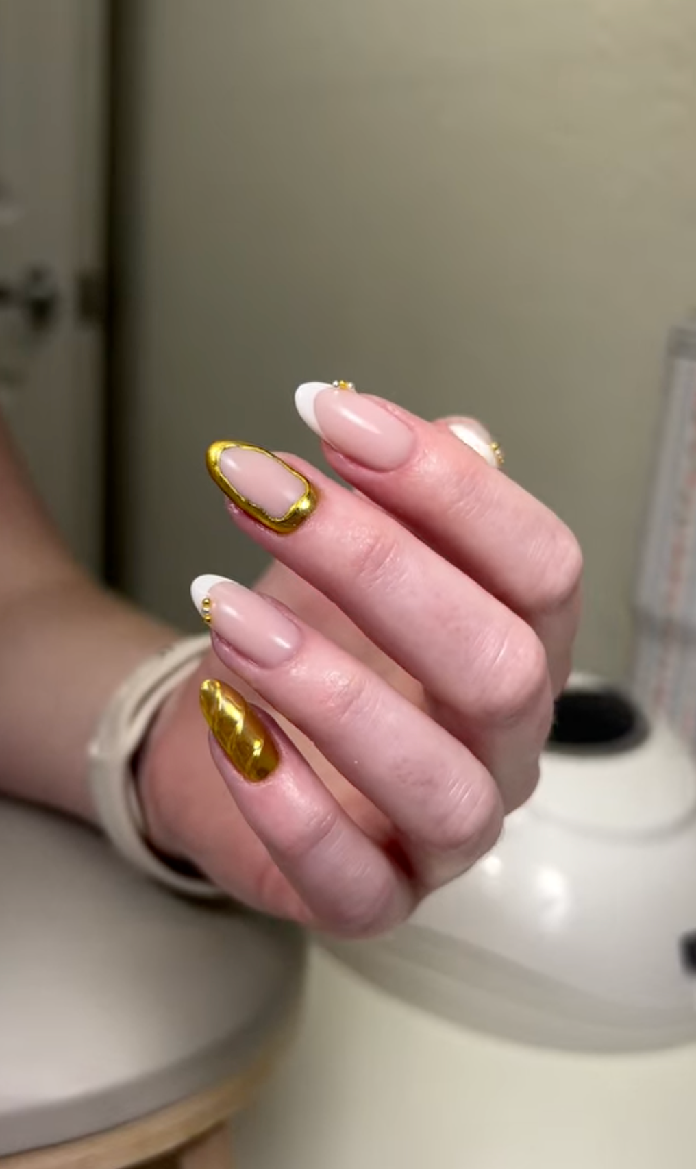 Taupe builder gel manicure at Nail Boss Studio in Tampa, Florida
