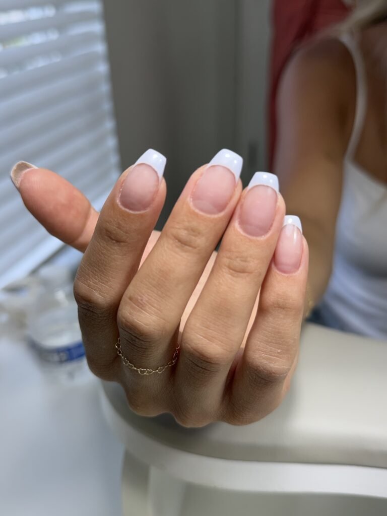 Elegant french nails with russian manicure near me at Nail Boss Studio Tampa, Florida.