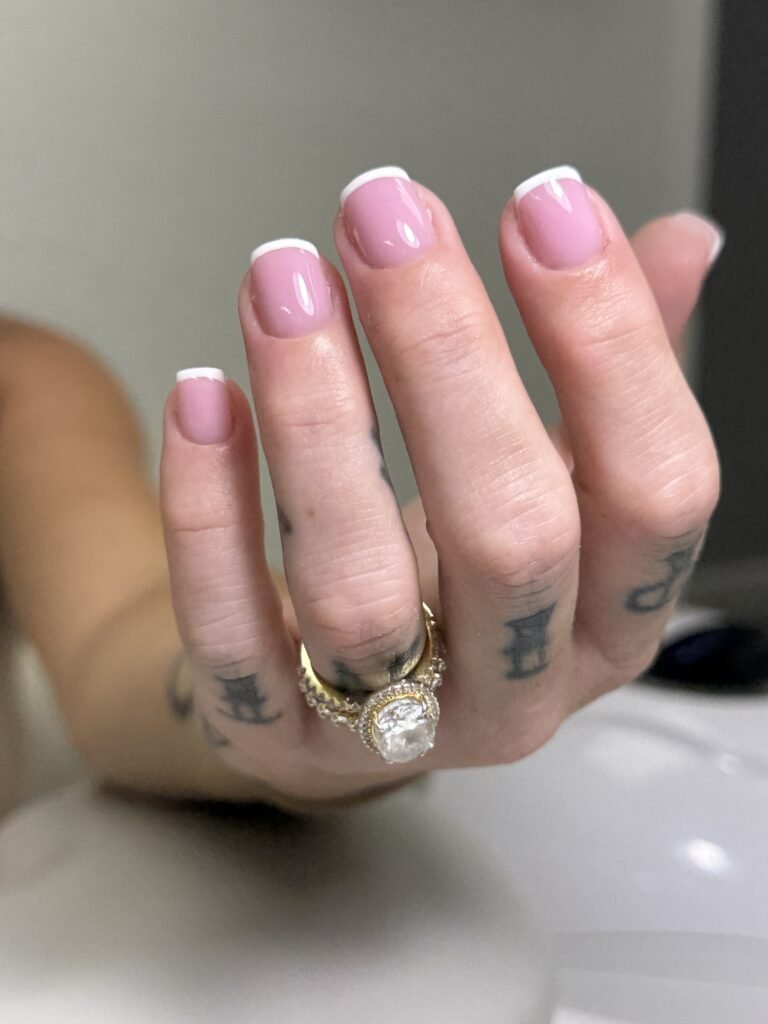 Elegant russian manicure finish at Nail Boss Studio in Tampa, Florida
