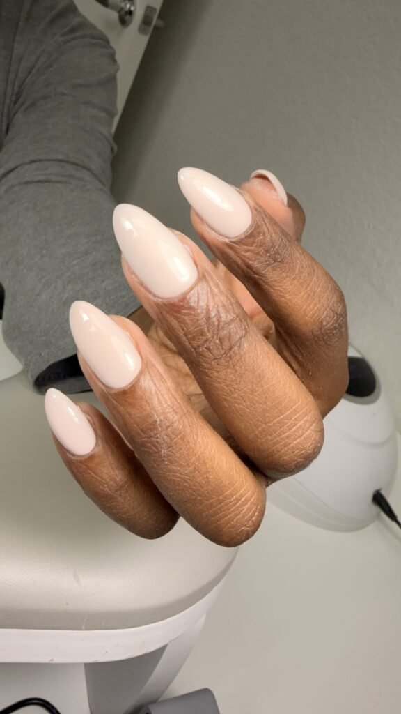 Close-up of builder gel manicure near me finished at Nail Boss Studio Tampa