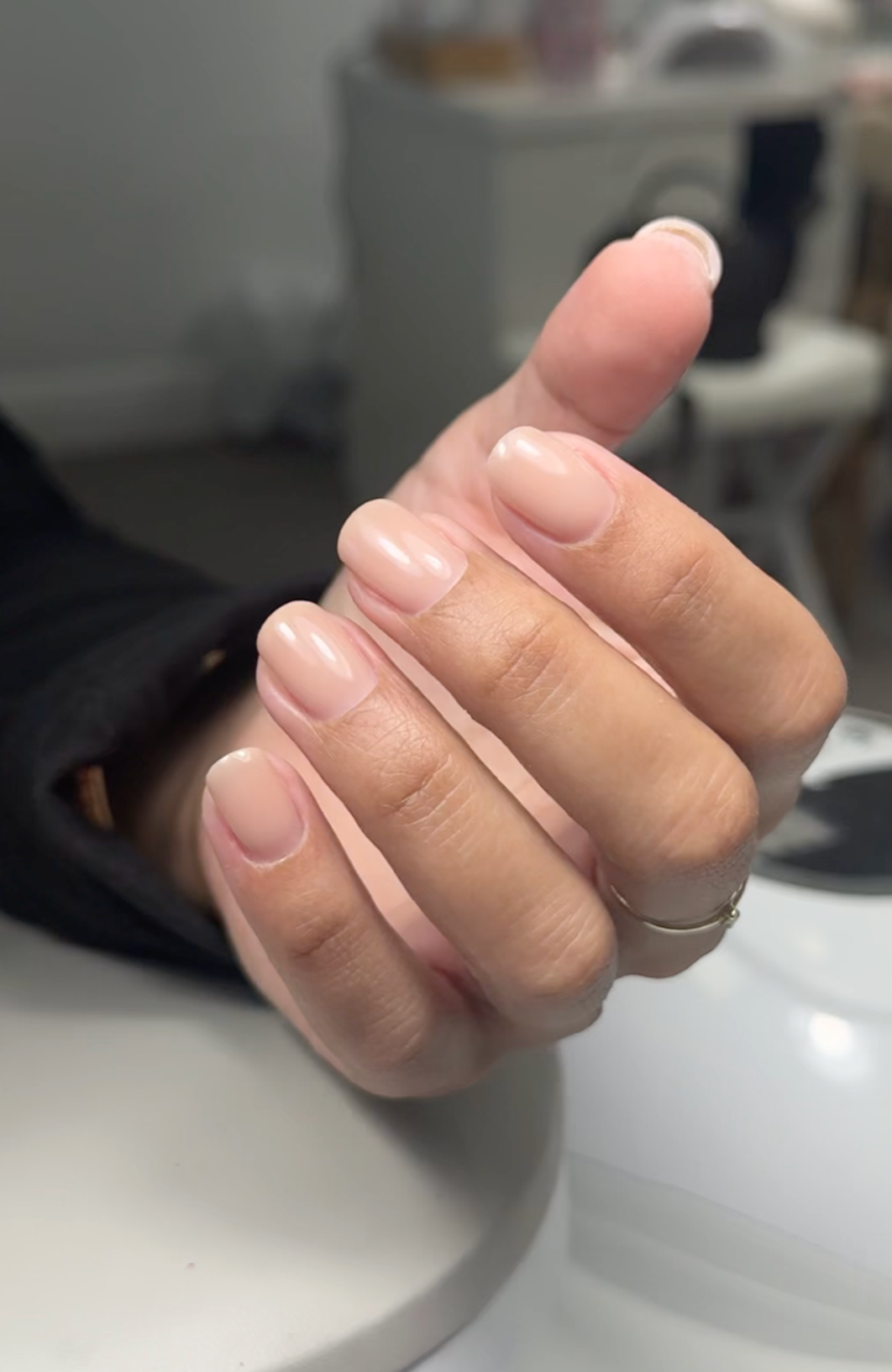 Taupe european manicure at Nail Boss Studio in Tampa, Florida
