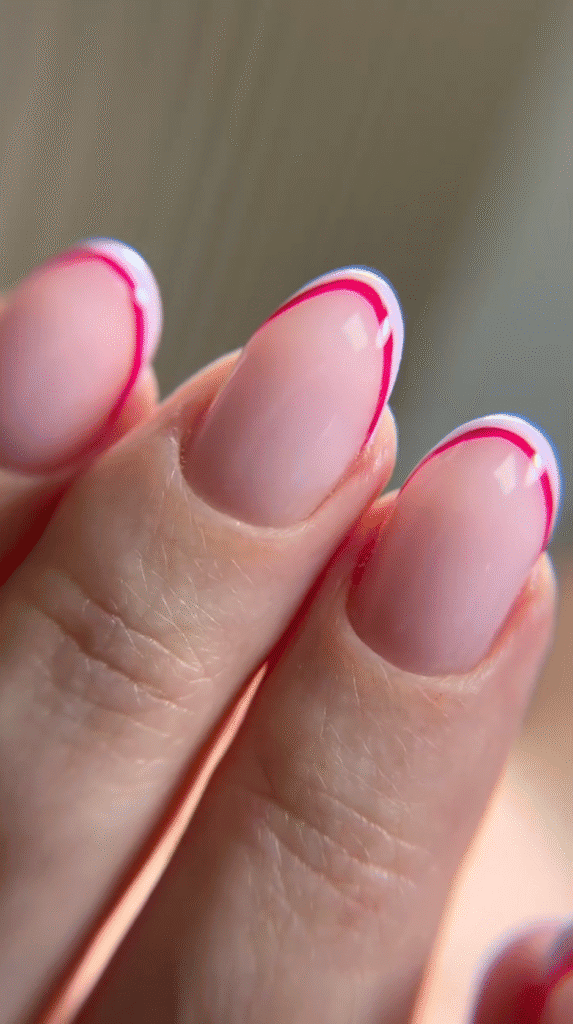 Close-up of silver and gray european manicure finished at Nail Boss Studio Tampa