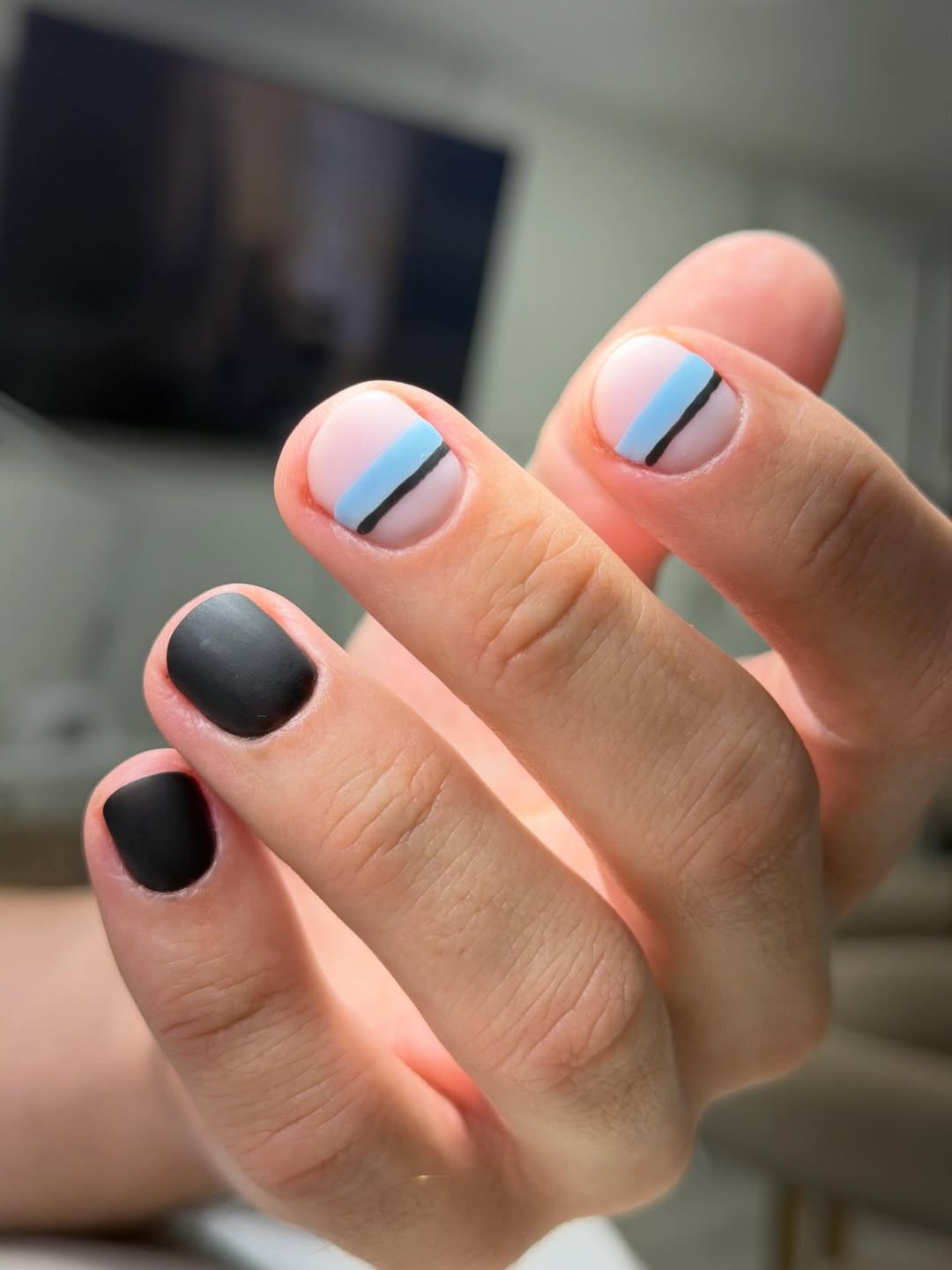 Close-up of taupe hard gel finished at Nail Boss Studio Tampa