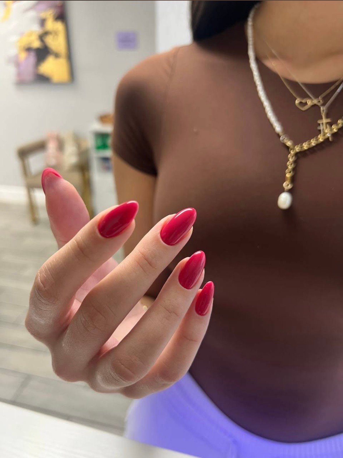 Close-up of black hard gel finished at Nail Boss Studio Tampa