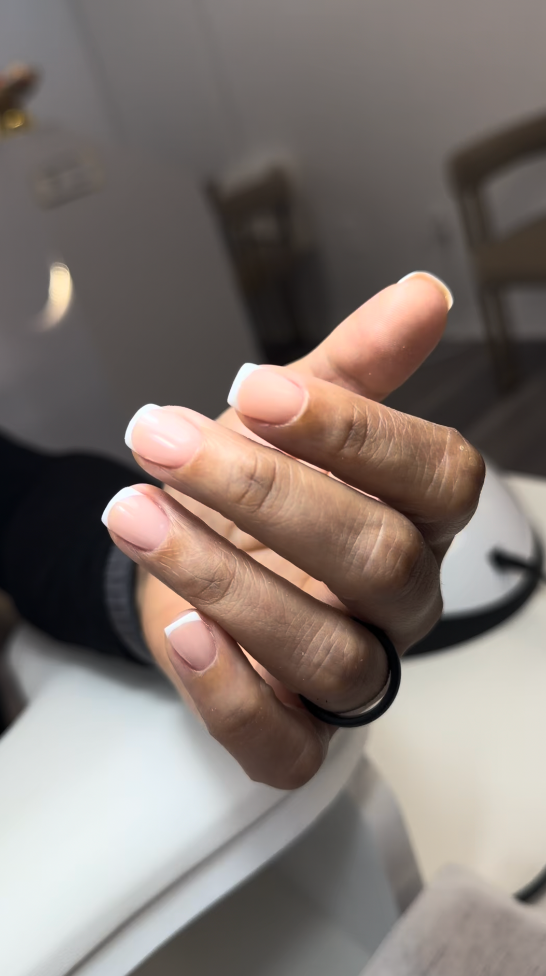 Close-up of taupe russian nail salon finished at Nail Boss Studio Tampa