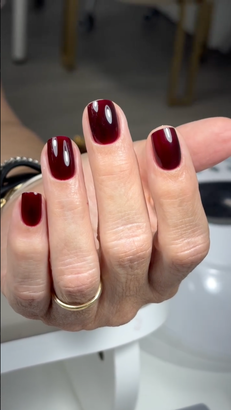 Burgundy russian nail salon at Nail Boss Studio in Tampa, Florida