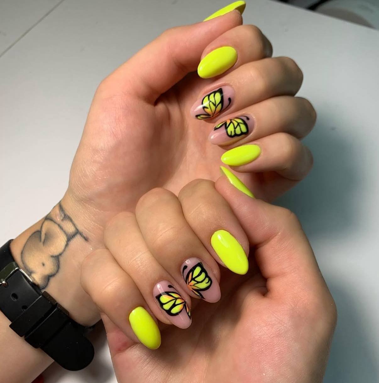 Close-up of champagne russian nails finished at Nail Boss Studio Tampa