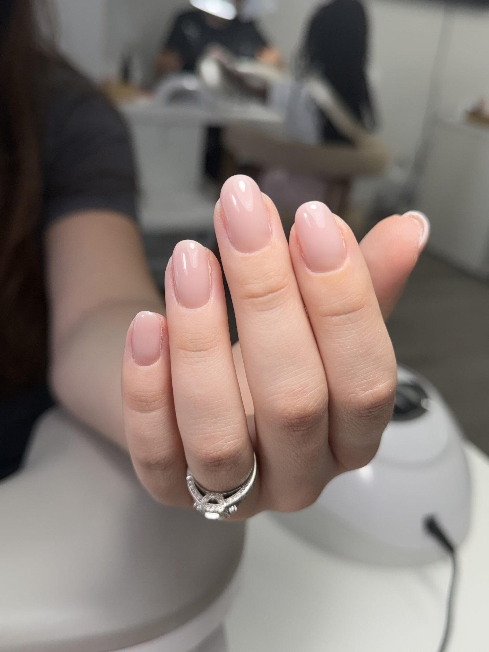 Beige russian nails at Nail Boss Studio in Tampa, Florida